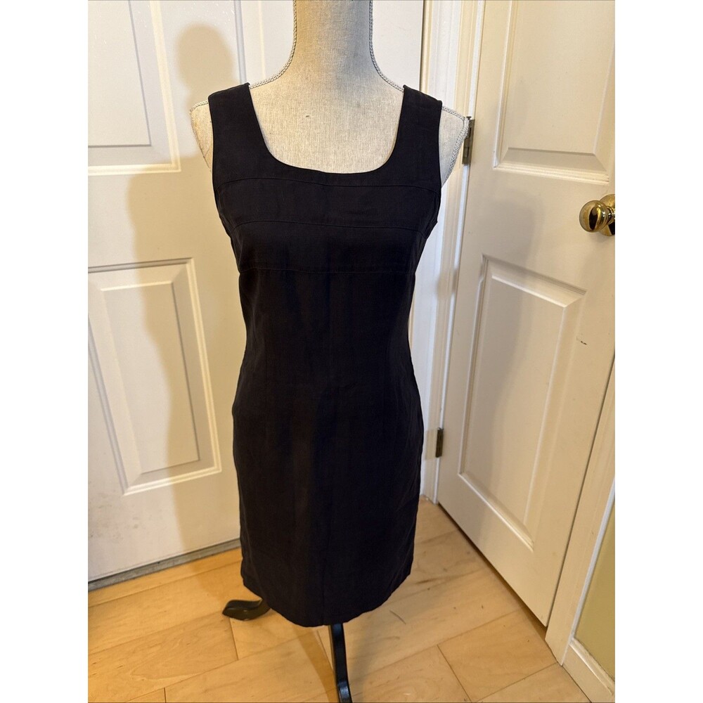 SUMMER BUSINESS marks and spencer 8 UK Dress navy blue linen blend Size M